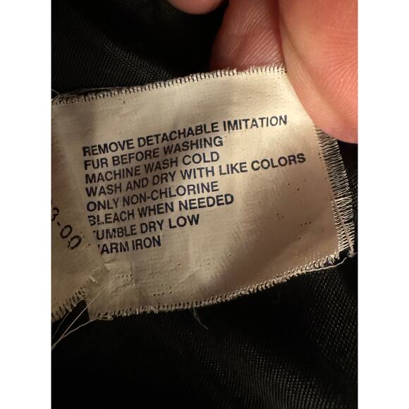 Gap Factory Black Quilted Outerwear Coat Removable Fur Hood XXL - Picture 6 of 9